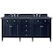 James Martin Vanities Brittany 72in Double Vanity, Victory Blue w/ 3 CM Charcoal Soapstone Quartz Top 650-V72-VBL-3CSP - alternate 1